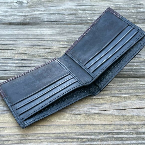 Handmade Card Holder Black/Brown Genuine Leather Bi Fold Wallet Men Purse - Picture 3 of 11